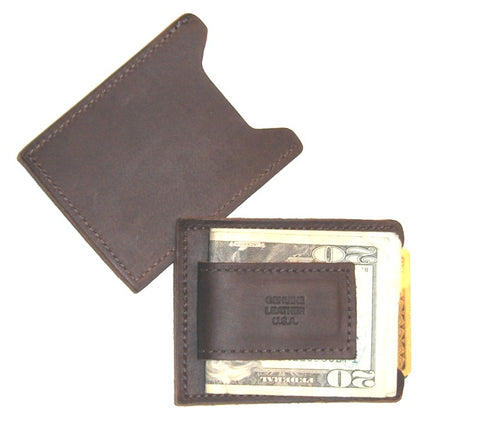 Magnetic Money Clip Card Holder - Brown USA MADE