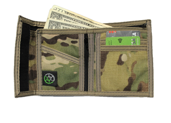 Multi Cam Military Camo Nylon Billfold Wallet - Made in USA