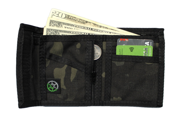 Black Multi Cam Military Camo Nylon Billfold Wallet - Made in USA