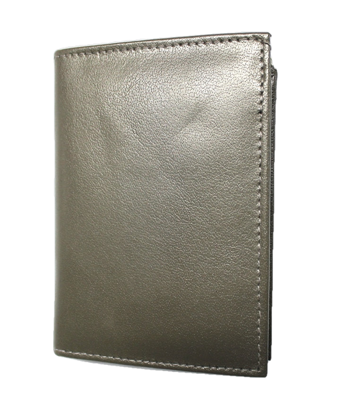 L-Fold Credit Card Trifold Leather Wallet - RFID Safe - Gray