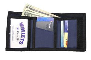 Nylon Trifold Credit Card Wallet - Navy