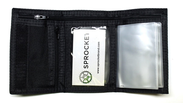 Nylon Trifold Wallet with Coin Pocket - Black