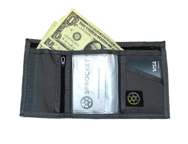 Nylon Trifold Wallet with Coin Pocket - Gray