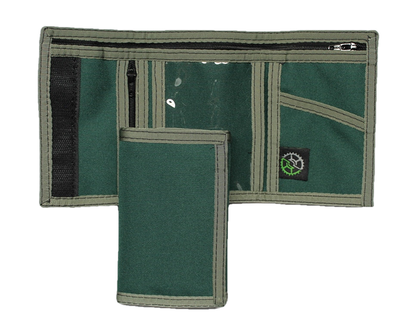 Nylon Trifold Wallet with Coin Pocket - Green