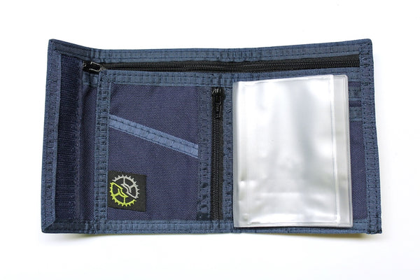 Nylon Bifold Wallet with Zippered Coin Pocket - Navy