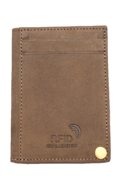 RFID Blocking  Credit Card Holder -Fan Style - Hunter Leather