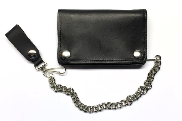 Short Biker Wallet with Chain - Oil Tanned Cowhide