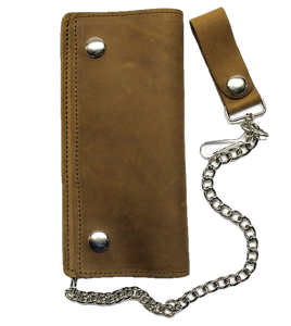Slim Biker Wallet with Chain - Pull Up Leather