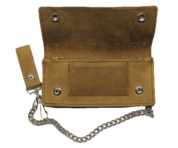 Slim Biker Wallet with Chain - Pull Up Leather