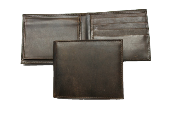 Sprocket Brand RFID Safe Billfold Style Wallet - Dark Brown Leather
