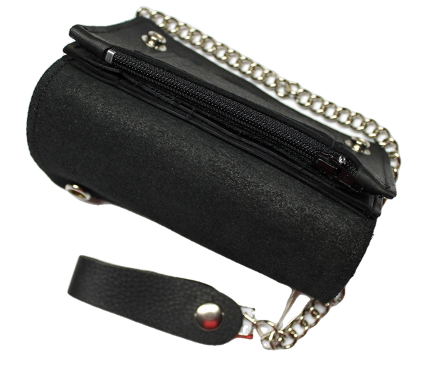 Super Soft 6 inch Biker Wallet with Chain Made in USA -Black